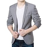 VOBAGA Men's Slim Fit Casual One Button Suit Blazers Grey XXXXL(US M)