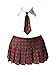 Plus Size School Girl Mini Skirt Costume Red Plaid Tartan w/Collar & Tie Cosplay (Plus Size/Queen Size)