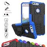 Huawei Honor 8 Case,Mama Mouth Shockproof Heavy Duty Combo Hybrid Rugged Dual Layer Grip Cover with Kickstand for Huawei Honor 8 Smartphone 2016 (with 4 in 1 Packaged),Blue