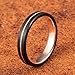 TUSEN JEWELRY 4mm Black Tungsten Ring Rose Gold Plated Groove Brushed Flat Edge Wedding Band for Woman