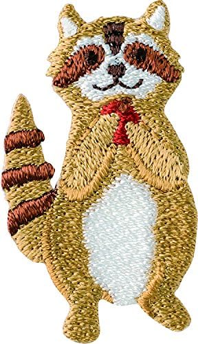 XUNHUI Mini Embroidery Raccoon Patches Iron on Applique for Clothes DIY Craft Accessory Cartoon Sew on Fabric Sticker 5 Pieces