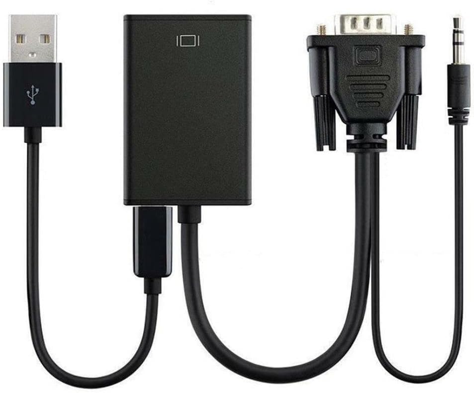 VGA to HDMI Adapter, Converter Lead with 3.5mm audio and USB cable, 1080P HDMI Female Input to VGA Male Converter with 3.5mm Audio Jack and Power Cord