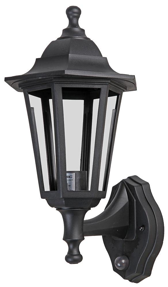 PRO ELEC PEL01348 Outdoor Lantern with Photocell & PIR, E27, IP44, Black