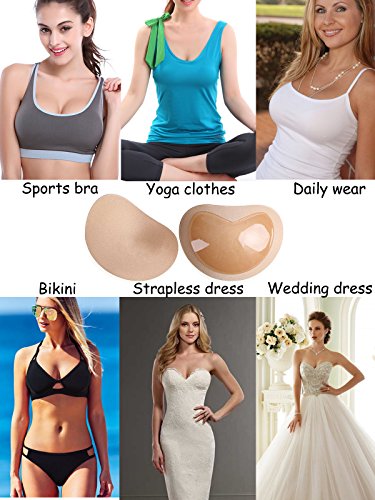 YLOVAN Adhesive Bra Pads Inserts Silicone Push Up Removable Pads for Sports Bra 2 Pairs