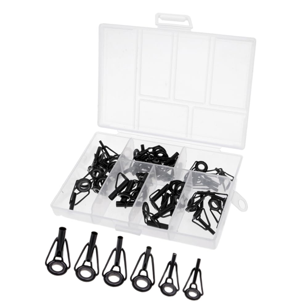 30Pcs Fishing Rod Guide Tip Ring Stainless Steel Ceramic Ring Fishing Line Guide Rings Rod Tip Rings Repair Kit 6 Sizes 2.2 2.4 2.8 3.0 3.5 4.0mm Replacement Accessory