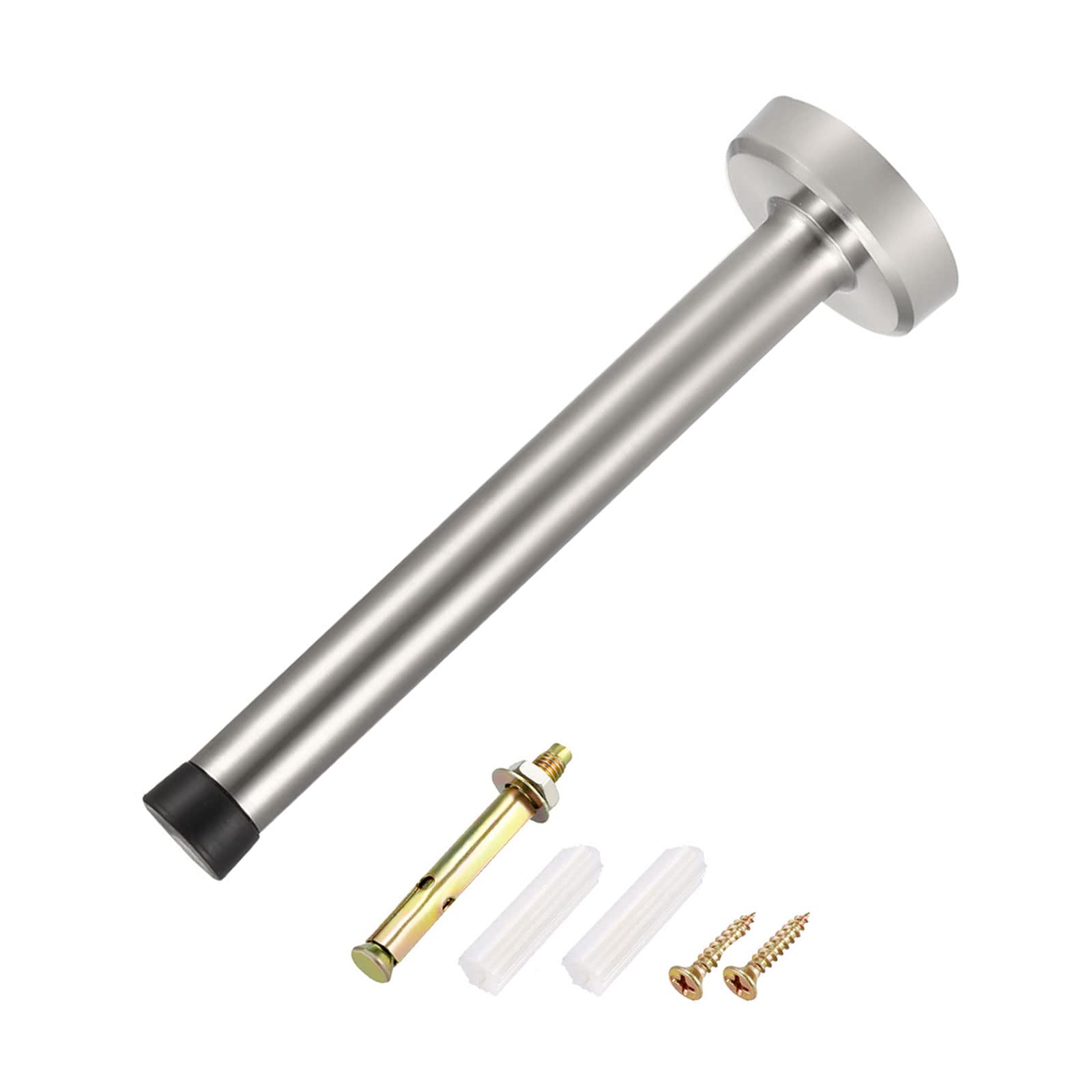 METALLIXITY Door Stop Wall Mount Door Stopper (150mm/5.91") 1pcs, Stainless Steel Sound Dampening Door Stoppers with Screws - for Furniture Decor, Silver Tone