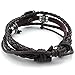 KONOV Mens Womens Leather Bracelet, Fleur De Lis Charm Bangle, Fit 7-9 inch, Brown