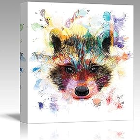 Fun and Colorful Splattered Watercolor Raccoon