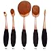 DSCbeauty Fashionable 5 Pcs Oval Makeup Brush Set Black Rose Gold Color Professional Foundation Contour Blush Concealer Eyebrow Eyeliner Blending Cosmetics Brushes Toothbrush Makeup Brushes Kit