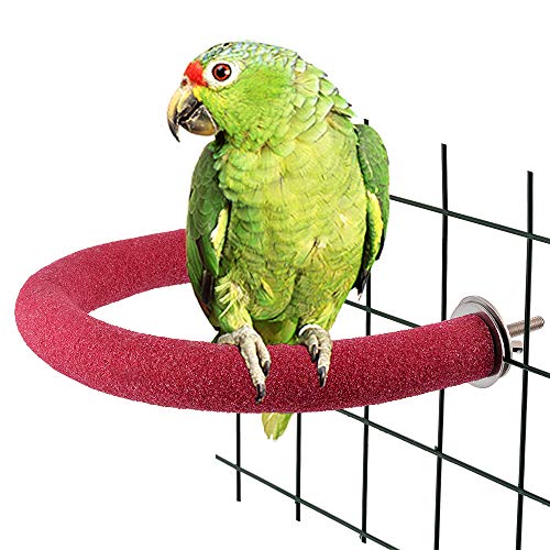 Urijk Parrot Perch Bird Cage Stand Toy, Parrot Rough Pumice Perch to Trim Nails & Beak, Safe Non-Toxic Quartz Sand Parrot Nail Perch for Parakeet Conure Cockatiel Small Bird Cage Accessories