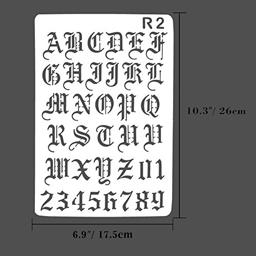 Onest 12 Pack Letter and Number Stencils Alphabet Stencil for Bullet Journal Supplies Scrapbooking Painting Drawing Craft -7×10 inch - Thumbnail 6