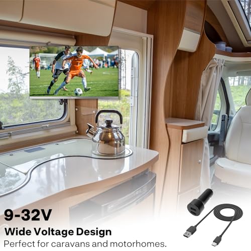 SYLVOX Smart Google TV 24" (60cm) for Camper | 1080P | Integrated DVD Player, 12 Volt Televisions Adapter, Triple Tuner DVB-T2/S2, USB, HDMI, Ideal for Caravans, Trucks