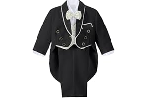 Lito Angels Baby Boys' Jacquard Classic Tuxedo Suit Formal Suits Wedding Outfit 5 Piece Set 015