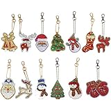 13 Pcs Christmas DIY Keychains Diamond Painting Kits for Kids,Full Painting Round Drill Mosaic Making Decorative Kits DIY Paint with Diamonds Arts Crafts