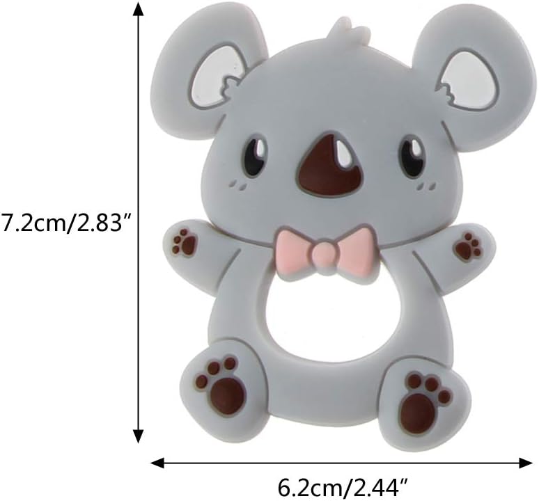 Yinuneronsty Mordazas De Bebe De Dibujos Animados Seguros Sin Bpa Animal Lindo Koala Infantil Diy Mordedor De Anillo Nino Pequeno Silicona Chew Charms Ninos Juguetes Para La Denticion Bebe Chupetes Y Mordedores