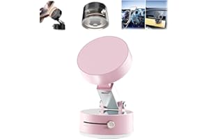 Oudvaker Foldable Magnetic Vacuum Phone Holder, 360° Electric Suction Car Mount, Double-Sided Swivel Stand for Car, Mirror, Gym, Kitchen, Hands-Free Portable Phone Holder (Pink)