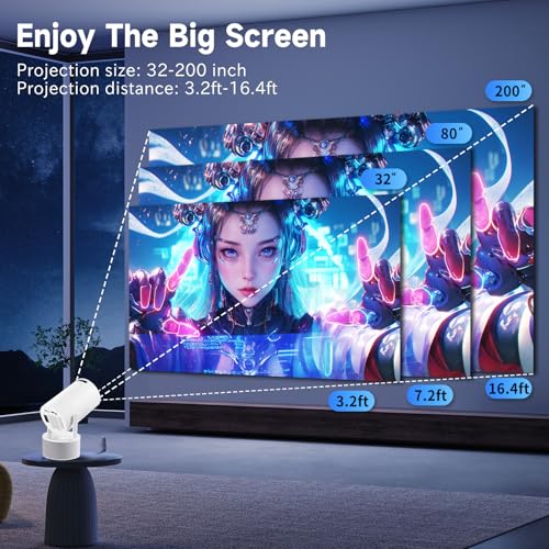 Mini Proyector 4K 1080P, Proyector Portátil con Karaoke, WiFi 6, Bluetooth 5.0, 200 ANSI, Android 11, USB y HDMI, Proyectores con Dos Micrófonos Compatible con Smartphone/Tabletas/PC/TV Stick/XBox/PS5
