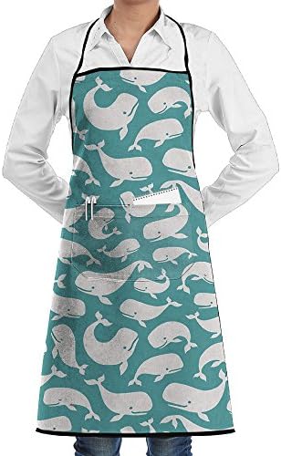 Moby Dick Turquoise Art Print Bib Apron With Pockets Kitchen Apron Cooking Apron Chef Apron For Cooking Grill Baking And BBQ