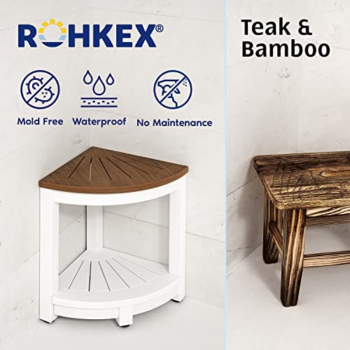 Corner Shower Stool for Shaving Legs Waterproof Bathroom Bench Seat and Foot Rest Small Step