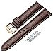 iStrap Leather Watch band Alligator Grain Calfskin Replacement Strap Stainless Steel Buckle Bracelet for Men Women-18mm 19mm 20mm 21mm 22mm 24mm-Black Brown
