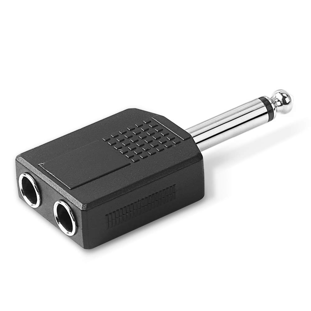 Photo 1 of Jelanry 1/4" 6.35mm Stereo Plug Male to Dual 1/4" 6.35mm Jack Female Splitter Adapter, Dual 6.5mm Jack Adapter Audio Y Cable Splitter for Guitar, Headphone, Microphone, Amplifier TAA Compliant Black