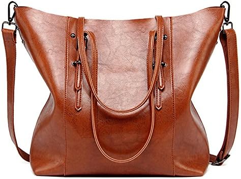 Women Handbags,Handmade Large Leather Top Handle Crossbody Shoulder Tote Satchel Messenger Bags Big Purse For Shopping Travel School (Brown)