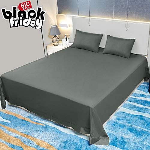 Allo Twin Size Flat Sheet Only, Gray Sheets Brushed Microfiber 1800 Bedding Top Sheet, Ultra Soft Bed Flat Sheets with Stylish 4 in Hem - Wrinkle, Fade, Stain Resistant, Hypoallergenic - 1 Piece