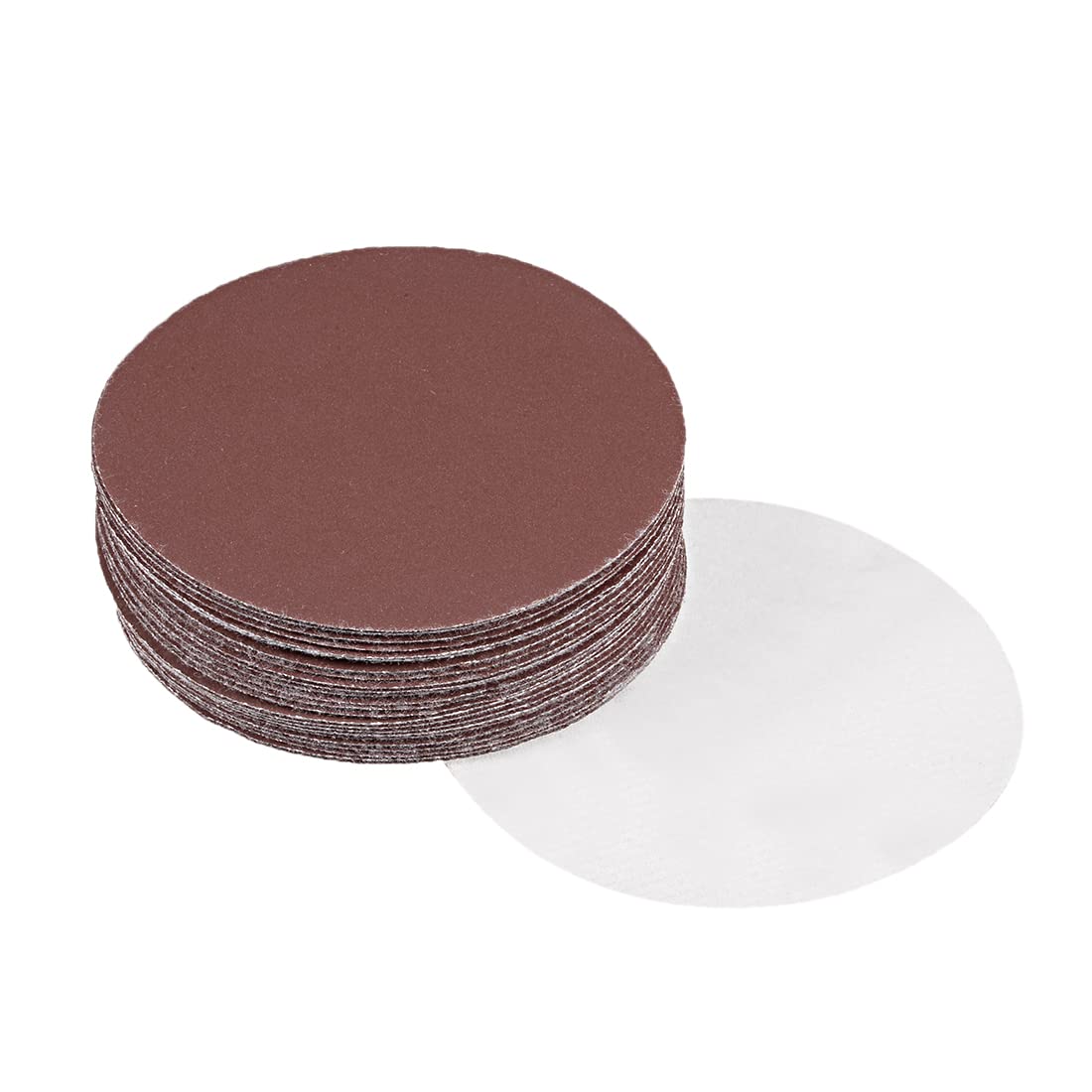 sourcingmap 25Pcs 3 inch Hook and Loop Sanding Disc 120 Grits Flocking Sandpaper for Random Orbit Sander Brown