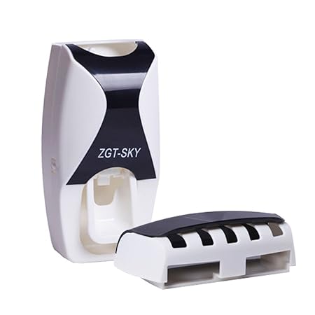 gzq Zahnbürstenhalter Wandhalterung Automatische Zahnpastaspender Squeezer mit 5 Pinseln Set für Dusche Badezimmer Zubehör