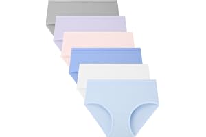 BAMBOO COOL Girls Underwear, Tagless Bamboo Viscose Soft Full Coverage Kids Panties, 6-14 Years Briefs, 6-Pack