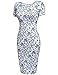 Hotouch Womens Slim Floral Pencil Short Sleeve Wear to Work Business Dresses(Blue,M)