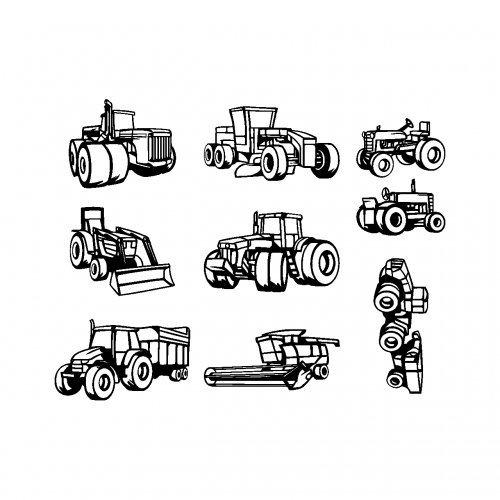 Samunshi® Wall Tattoo Set 9-Piece Trecker Combine Harvester Tractor, Black 8x 22x30cm