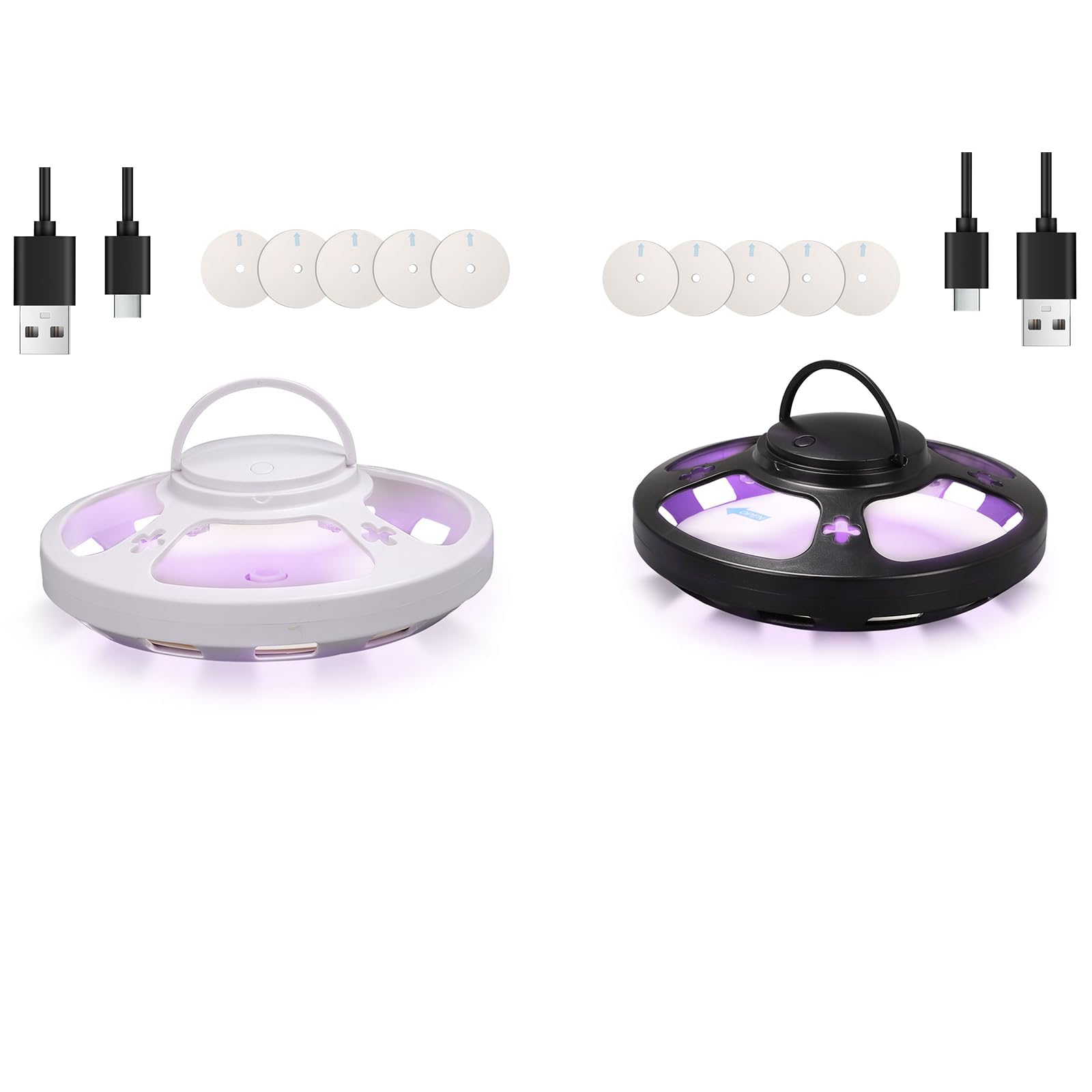 Gachiwar 2 Set Flea Trap for Home, Non-Toxic Flea Light Traps with Sticky Pads Natural Odorless Fleas Catchers with 4 Modes for Carpets Bedding House