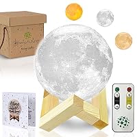 Moon Lamp Moon Light 3D Moon Lamp - 3 Color Moon Night Light with Stand - Mood Lamp Book, Globe, Cool Lamp, 3.9 in, USB Charging (3.9 inch 3 Color)