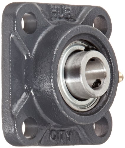 Hub City FB250URX5/8 Flange Block Mounted Bearing, 4 Bolt, Normal Duty, Relube, Setscrew Locking Collar, Narrow Inner Race, Cast Iron Housing, 5/8" Bore, 1.22" Length Through Bore, 2.126" Mounting Hole Spacing