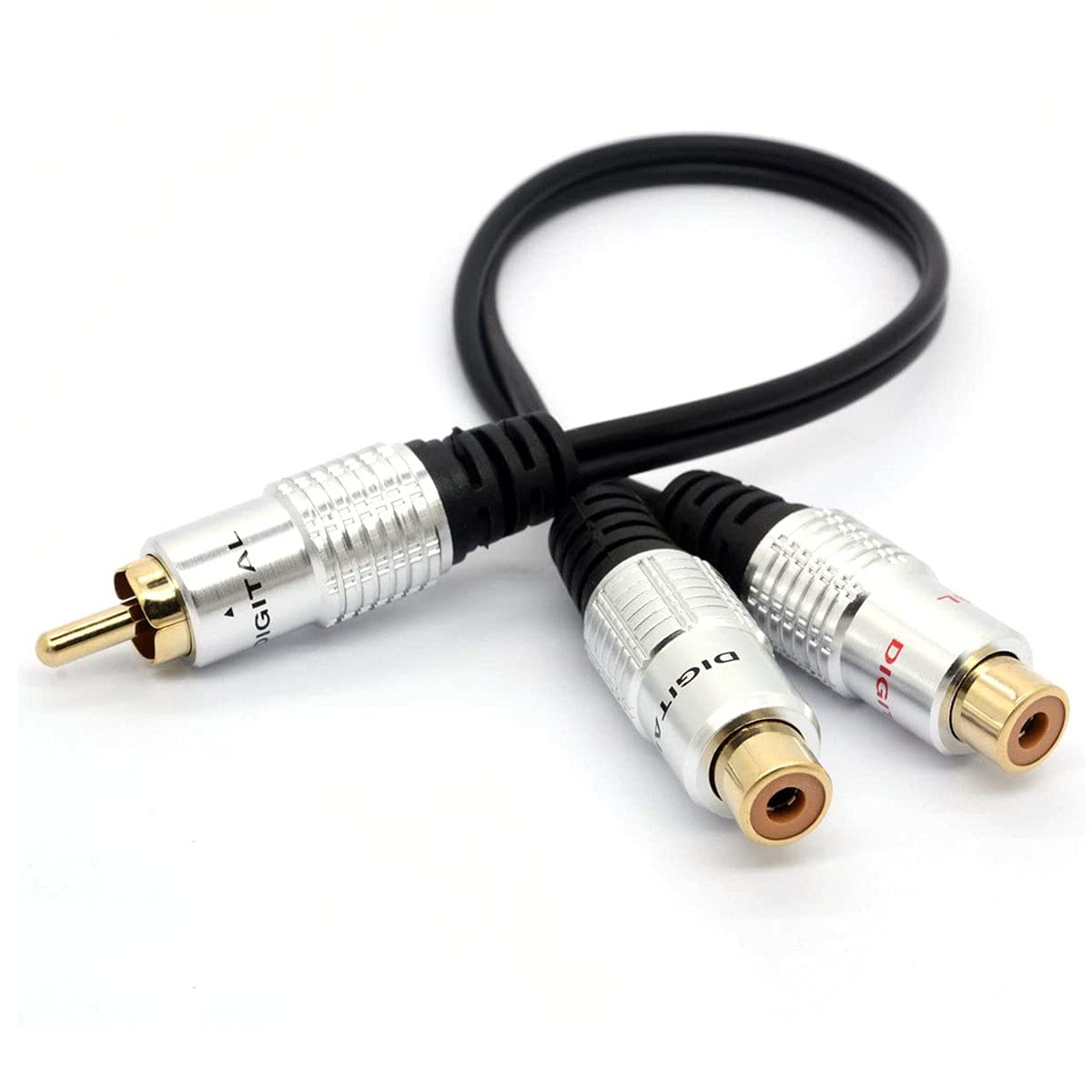 HTGuoji RCA Male to 2 Phono Female Y Splitter Cable Adapter Cord, 0.3 Metre