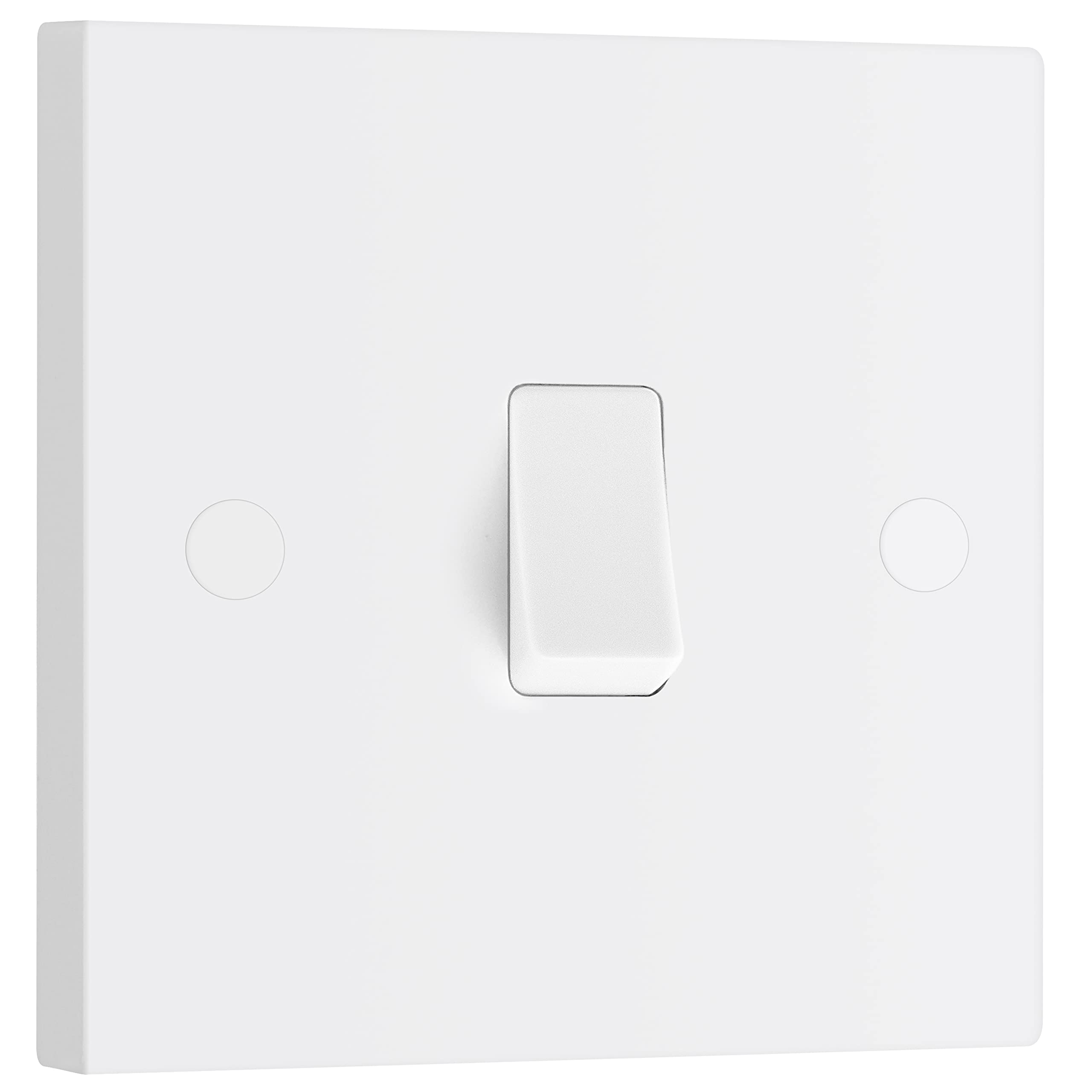 BG Electrical Single Wall Light Switch, 2 Way, Square Edge, Nexus 900 Series, White Moulded, 20A, 16AX, 912