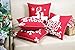 Sykting Christmas Pillow Covers 18x18 for Farmhouse Winter Holiday Decorations Throw Pillow Covers with Embroidery Christmas Tree Deer Snowflakes Saying Red and White Set of 4