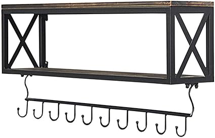 LIANGJUN Baldas Flotantes Arte De Hierro Madera Maciza ...