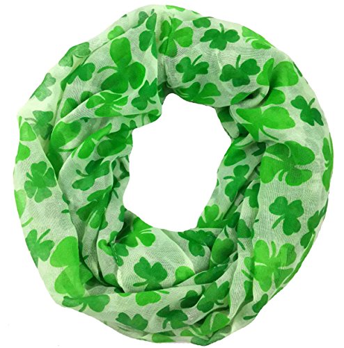 Lina & Lily Four Leaf Clover Shamrock Print Infinity Scarf for Women St Patrick Day (Large Size) - Thumbnail 3