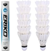 SHENGJIE ERIKO 12-Pack Goose Feather Badminton Shuttlecocks with High Stability and Durability,High Speed Badminton Birdies Balls Model 6