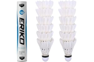 SHENGJIE ERIKO 12-Pack Goose Feather Badminton Shuttlecocks with High Stability and Durability,High Speed Badminton Birdies Balls Model 6