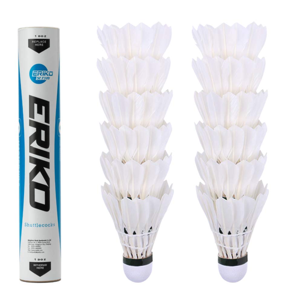 SHENGJIE ERIKO 12-Pack Goose Feather Badminton Shuttlecocks with High Stability and Durability,High Speed Badminton Birdies Balls Model 6