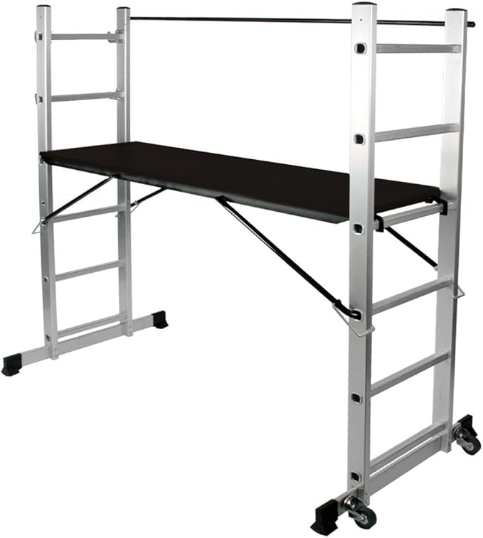 Jago MultiPurpose Aluminium Ladder with Work Platform with Wheels