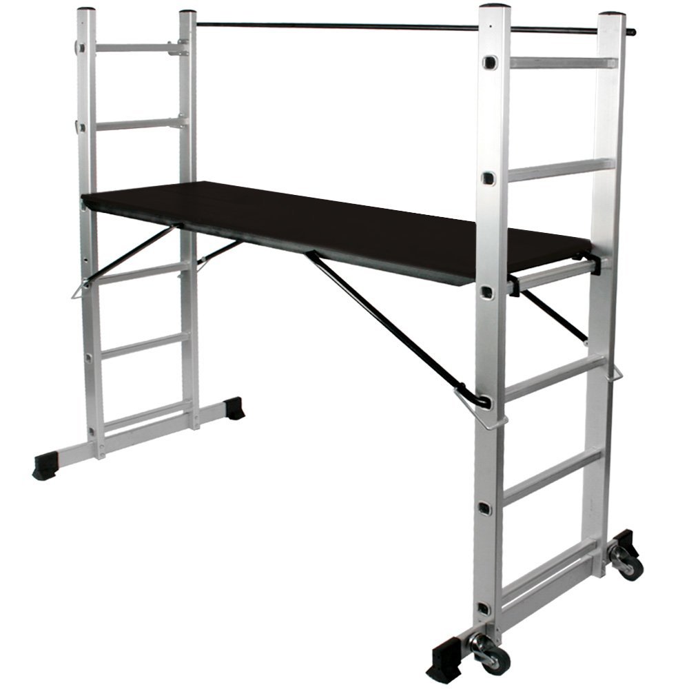 Jago MultiPurpose Aluminium Ladder with Work Platform with Wheels
