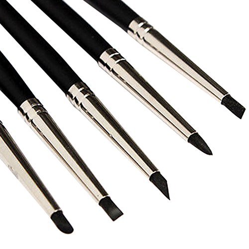 COMIART 5pcs Flexible Fimo Clay Sculpture Tools Silicon Color Shaper Brushes Size 0