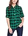 Allegra K Women's Saint Patrick's Day Roll Up Long Sleeves Buttoned Up Plaids Shirt Large Green Black