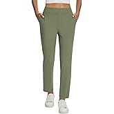 baleaf Womens Travel Pants Lightweight Stretch with Zipper Pockets Summer Dressy Golf Work Business Casual Army Green XXL