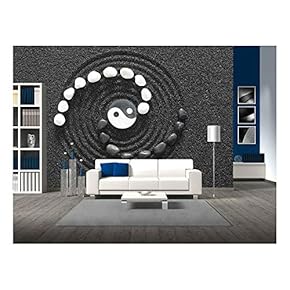 Zen Stones with Yin and Yang - Removable Wall Mural | Self-Adhesive Large Wallpaper - 66x96 inches