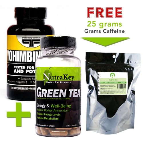 Yohimbine HCL 90 Capsules + Green Tea Extract 60 Capsules With FREE
